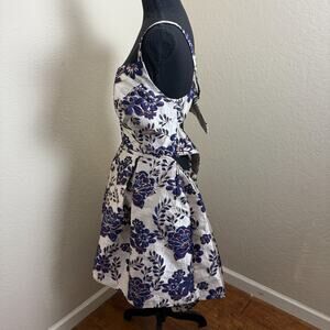 Morgan&Co Plus Size Floral Party Dress 14W Metallic Brocade Fit Flare Sleeveless